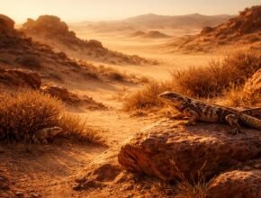 Sivatagi hüllők víz nélkül is túlélő stratégiákat mutatnak napfényben, és ragadozók között